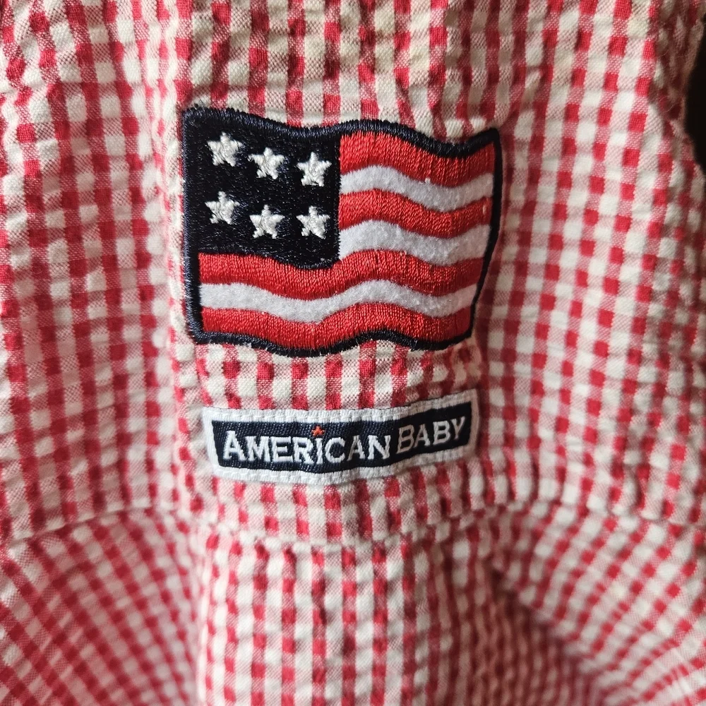 Patriotic American Baby Gingham Print Kids Dress